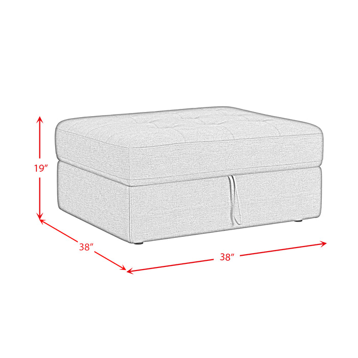 Options One Storage Ottoman in Palmer Plus Ash - American Home Express Outlet (San Antonio, TX)