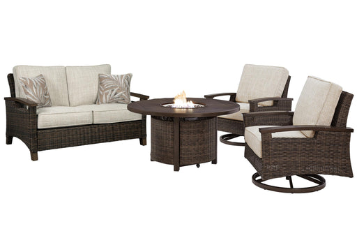 Paradise Trail Outdoor Loveseat, Lounge Chairs and Fire Pit Table - American Home Express Outlet (San Antonio, TX)