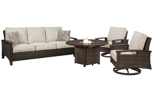 Paradise Trail Outdoor Sofa, Lounge Chairs and Fire Pit Table - American Home Express Outlet (San Antonio, TX)