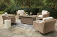 Beachcroft Beachcroft Fire Pit Table with Four Nuvella Swivel Lounge Chairs - American Home Express Outlet (San Antonio, TX)