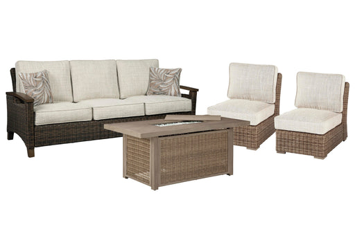 Beachcroft Outdoor Sofa, Lounge Chairs and Fire Pit - American Home Express Outlet (San Antonio, TX)