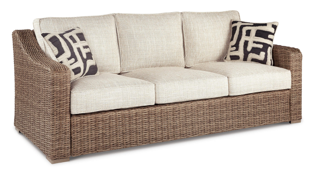 Beachcroft Outdoor Sofa, Lounge Chairs and Fire Pit - American Home Express Outlet (San Antonio, TX)