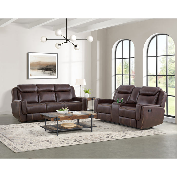 Panther Motion Loveseat with Console in Neono Brown