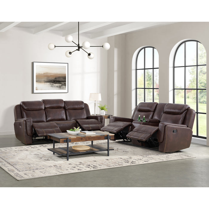 Panther Motion Loveseat with Console in Neono Brown