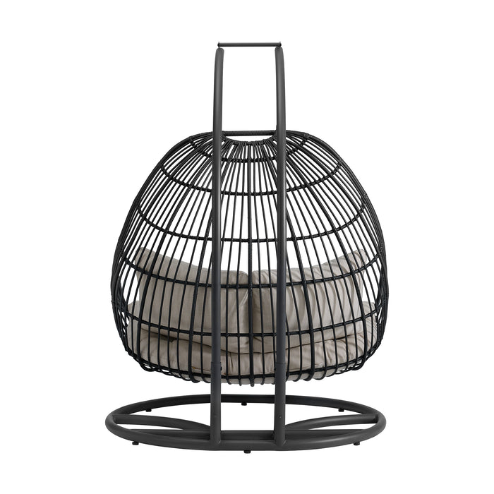 Playa Double Swing Egg Chair Complete - Dark Grey and Olefin Beige