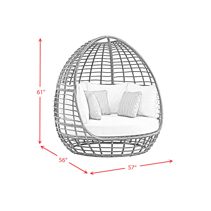 Playa Twin Egg Chair - Dark Grey and Olefin Beige with 3 Pillows