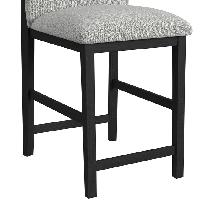 Portland Round Back Barstool with Grey Fabric in Black (2 Per Carton)