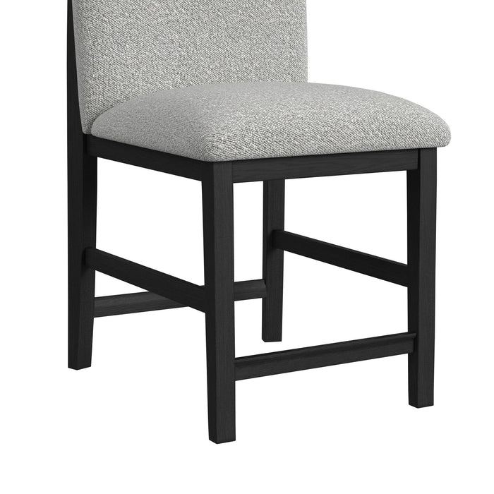Portland Square Back Counter Stool with Grey Fabric in Black (2 Per Carton)