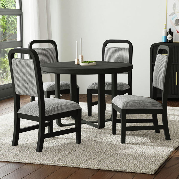 Ridgemont Dining Side Chair with Grey Fabric in Black with Grain (2 Per Carton) - American Home Express Outlet (San Antonio, TX)