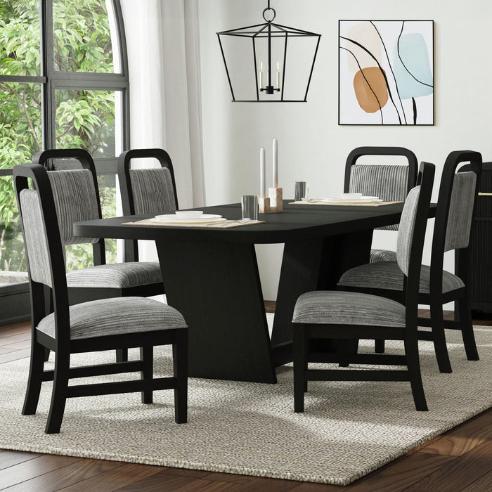 Ridgemont Dining Side Chair with Grey Fabric in Black with Grain (2 Per Carton) - American Home Express Outlet (San Antonio, TX)