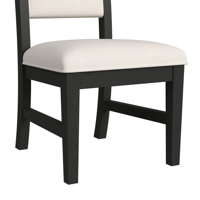 Ridgemont Dining Side Chair with White Fabric in Black with Grain (2 Per Carton) - American Home Express Outlet (San Antonio, TX)