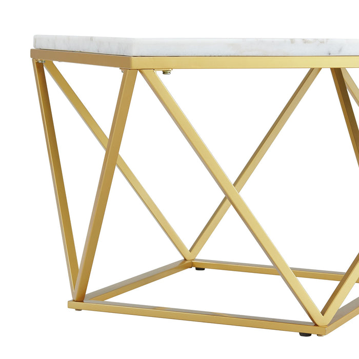 Riko Rectangular Coffee Table W/Gold Metal Leg - American Home Express Outlet (San Antonio, TX)