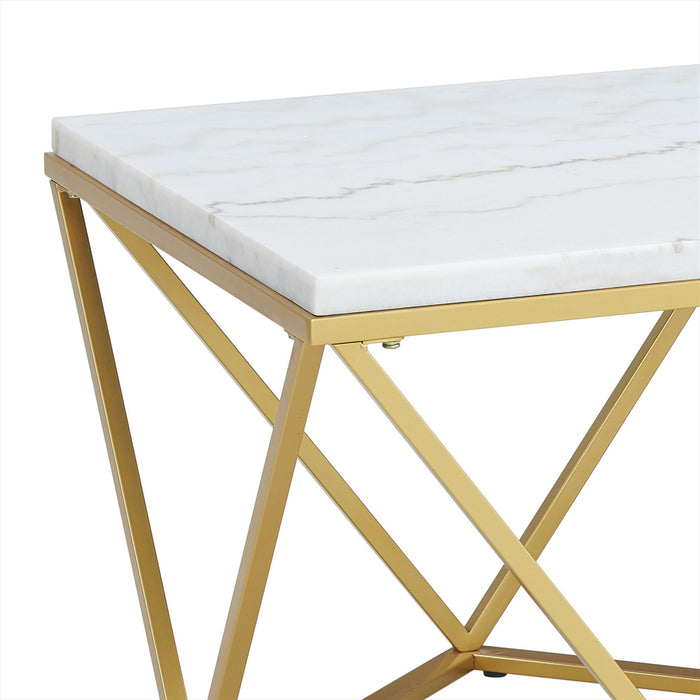 Riko Rectangular Coffee Table W/Gold Metal Leg - American Home Express Outlet (San Antonio, TX)