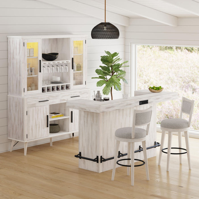 Rogen Rustic Swivel Bar Stool with Grey Fabric in Rustic White (2 Per Carton) - American Home Express Outlet (San Antonio, TX)