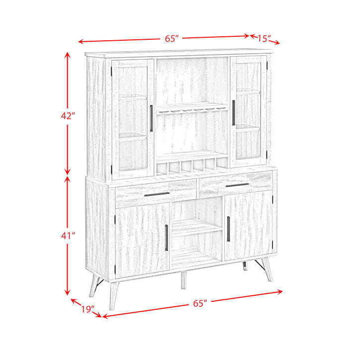 Rogen Rustic Buffet & Hutch with LED in Rustic White - American Home Express Outlet (San Antonio, TX)