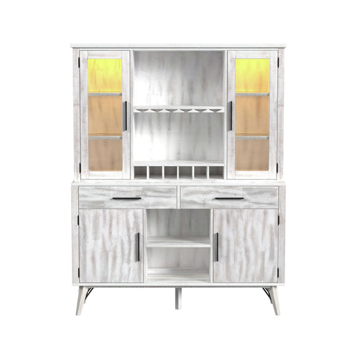 Rogen Rustic Buffet & Hutch with LED in Rustic White - American Home Express Outlet (San Antonio, TX)