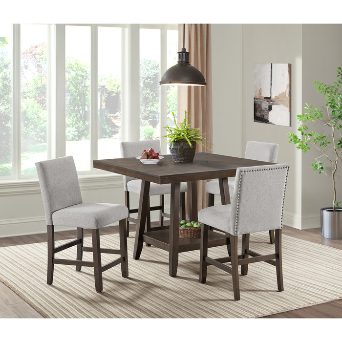 Seneca Square Counter Table with Lazy Susan in Brown - American Home Express Outlet (San Antonio, TX)