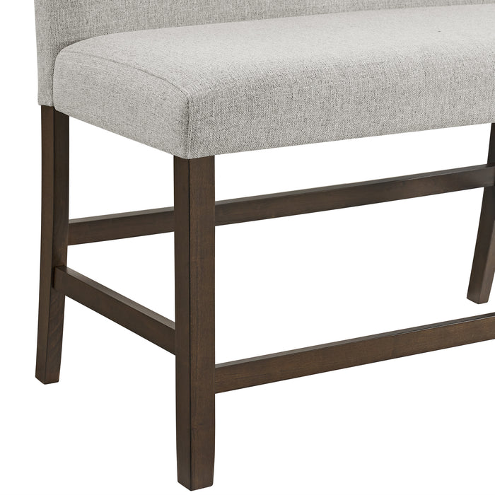 Seneca Counter 3PC Corner Bench with Grey Fabric in Brown - American Home Express Outlet (San Antonio, TX)