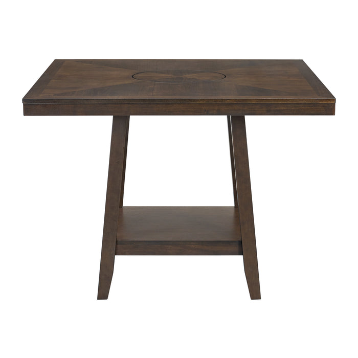 Seneca Square Counter Table with Lazy Susan in Brown - American Home Express Outlet (San Antonio, TX)