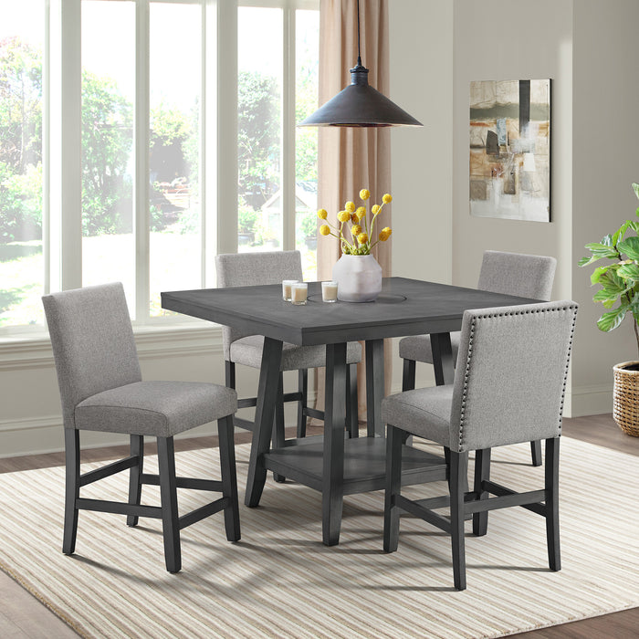 Seneca Square Counter Table with Lazy Susan in Grey - American Home Express Outlet (San Antonio, TX)