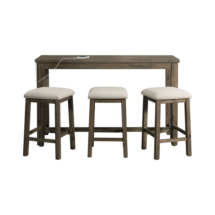 Stone Occasional Bar Table Single Pack Gray Finish (Table + Three Stools)
