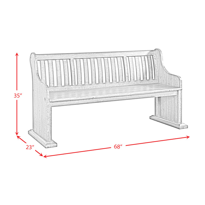 Stone Dining 6PC Set- Table, 4 Side Chairs, & Pew Bench