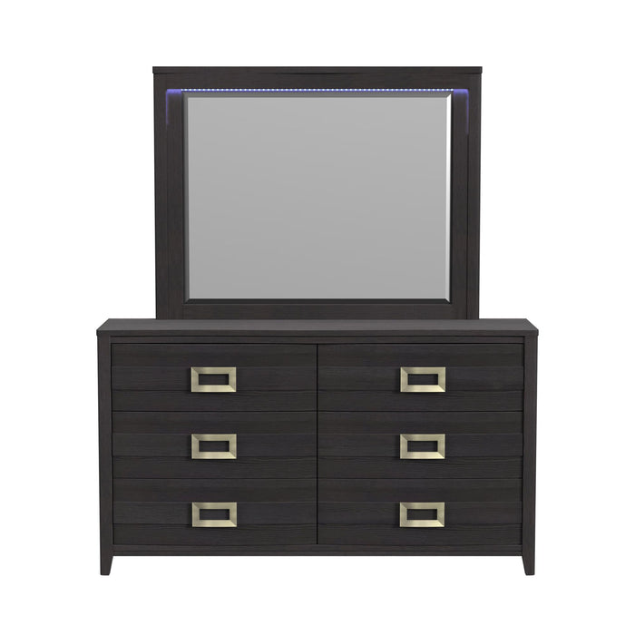Tobias Dresser and Mirror Set with LED in Black - American Home Express Outlet (San Antonio, TX)