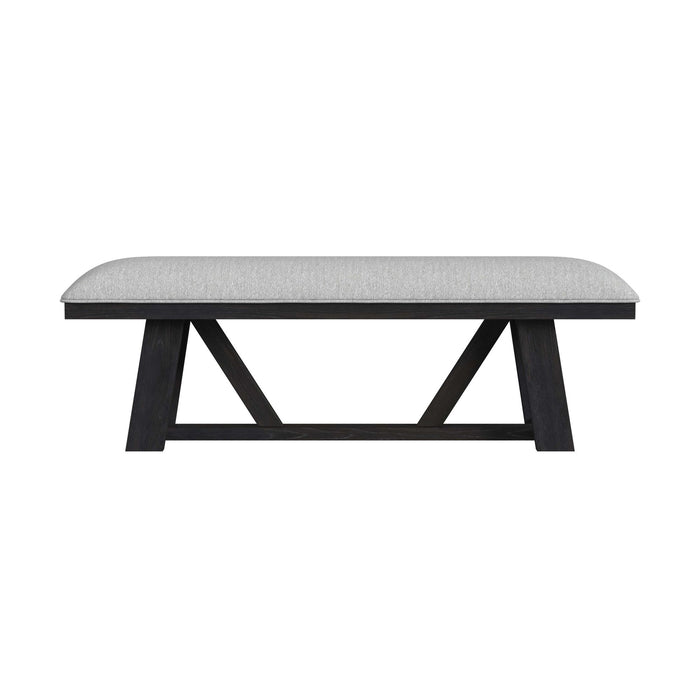 Transcend Dining Bench with Light Grey Fabric in Charcoal - American Home Express Outlet (San Antonio, TX)