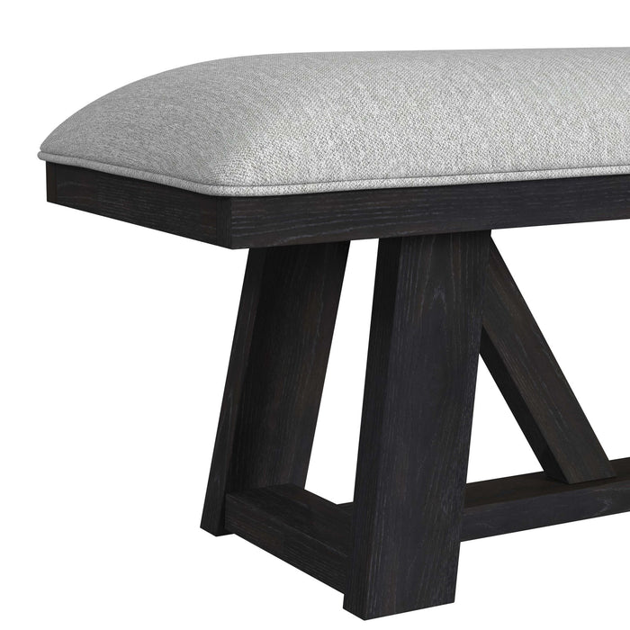 Transcend Dining Bench with Light Grey Fabric in Charcoal - American Home Express Outlet (San Antonio, TX)
