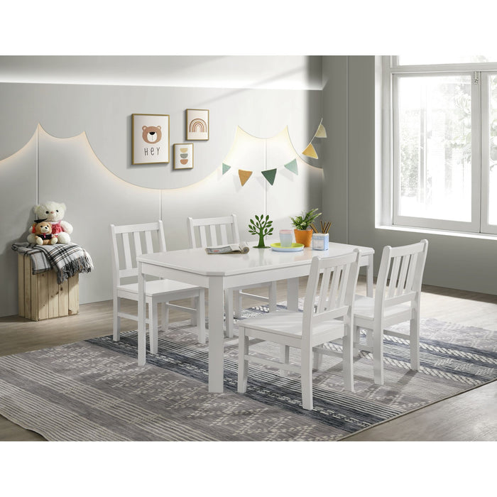 Travis Youth 5PC Dining Set with Table and 4 Chairs in White - American Home Express Outlet (San Antonio, TX)