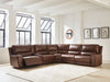 DeepWakes Reclining Sectional with Storage Console - American Home Express Outlet (San Antonio, TX)