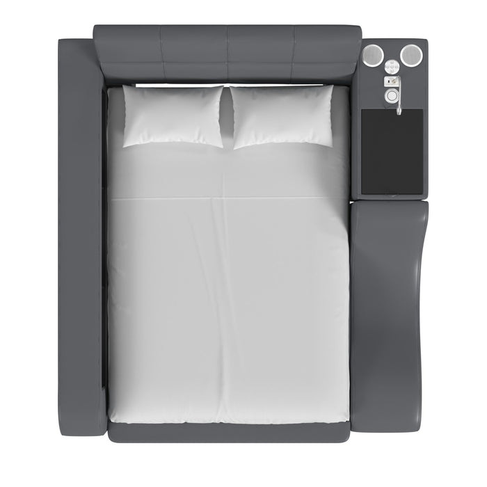 Valari Nightstand with Electronic Features in Grey PU - American Home Express Outlet (San Antonio, TX)