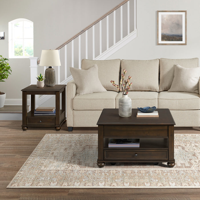 Wagner 2PC Occasional Table Set in Cherry-Square Lift-Top Coffee Table & End Table - American Home Express Outlet (San Antonio, TX)