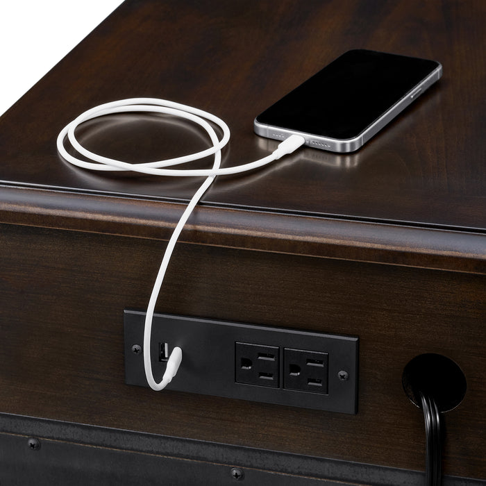Wagner Chairside Table with USB in Cherry - American Home Express Outlet (San Antonio, TX)