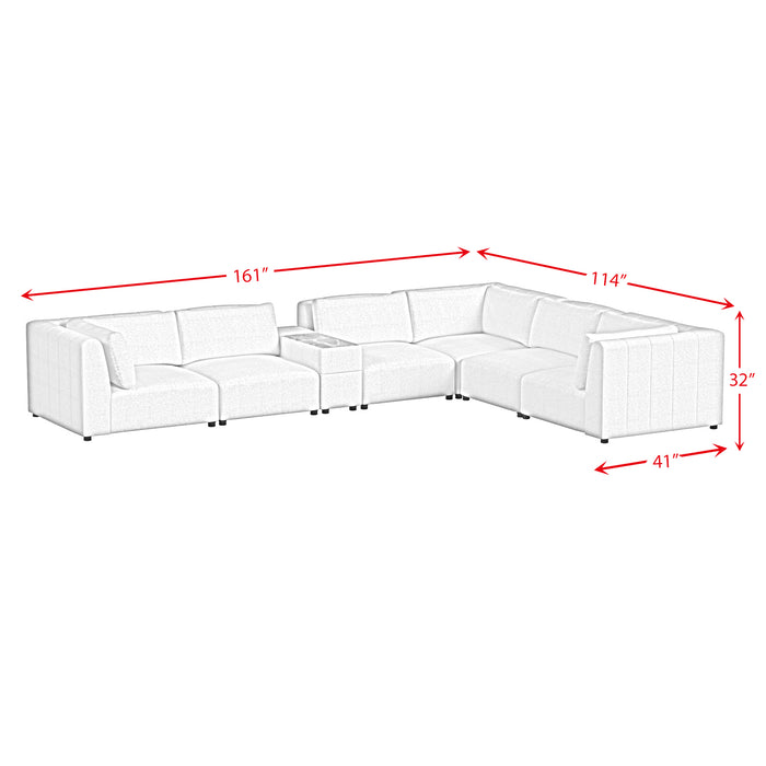 Zandara 7PC Modular Set in Olefin Beige with Pillows - American Home Express Outlet (San Antonio, TX)
