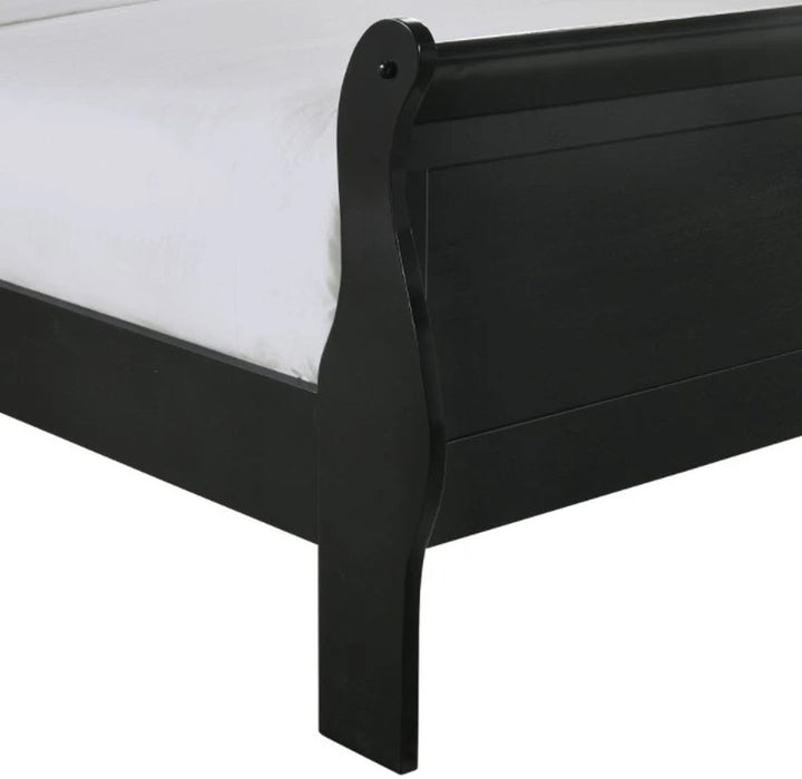 Elements International Louis Philippe King Panel Bed in Black