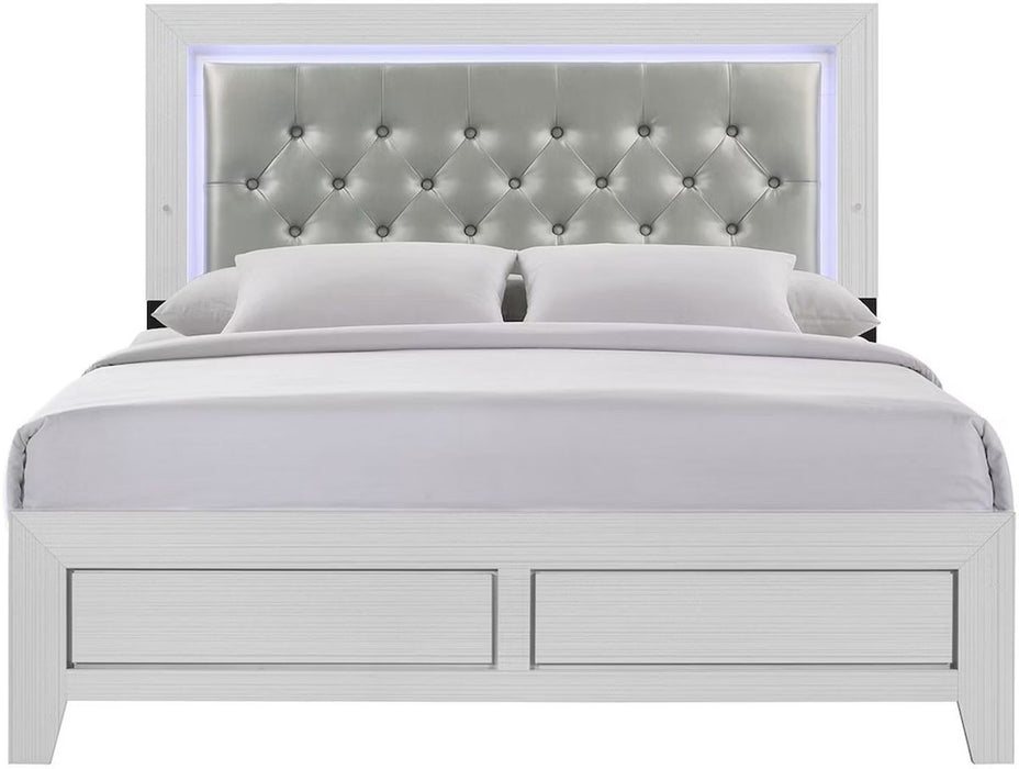 Elements International Belinda Full Upholstered Panel Bed in White image