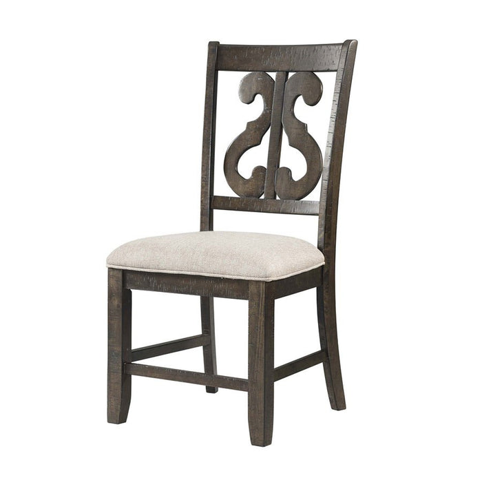 Elements International Stone Swirl Back Side Chair (Set of 2) in Cream/Dark Ash image