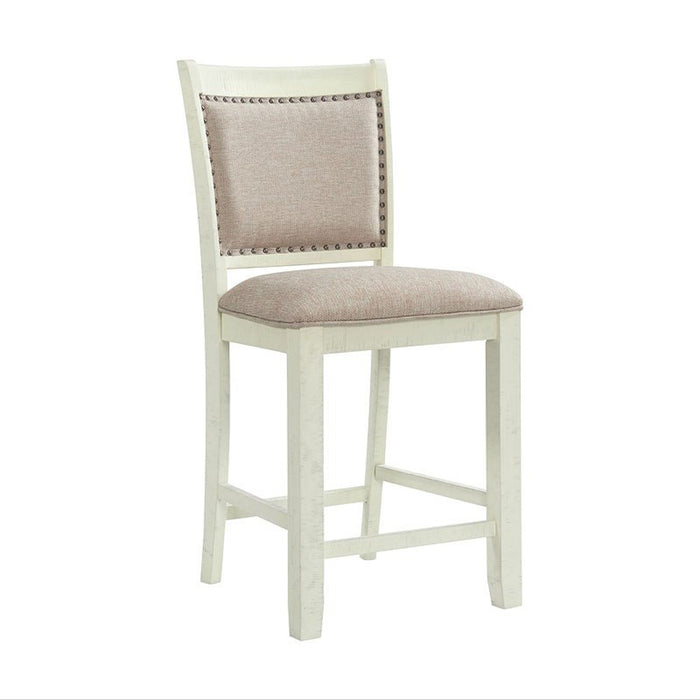 Elements International Stone Counter Height Upholstered Swirl Back Side Dining Chair (Set of 2) in White image