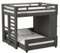 Elements International Cali Kids Twin Over Full Basic Loft Bed with Desk in Sleek Gray image