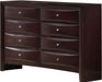 Elements International Emily 8 Drawers Dresser in Espresso Lacquer image