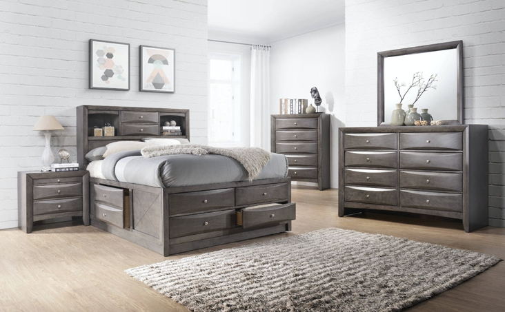 Elements International Emily Grey 8 Drawer Dresser in Gray