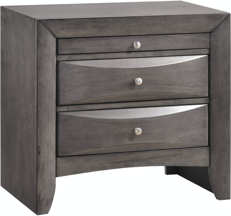 Elements International Emily Grey 3 Drawer Nightstand in Gray image