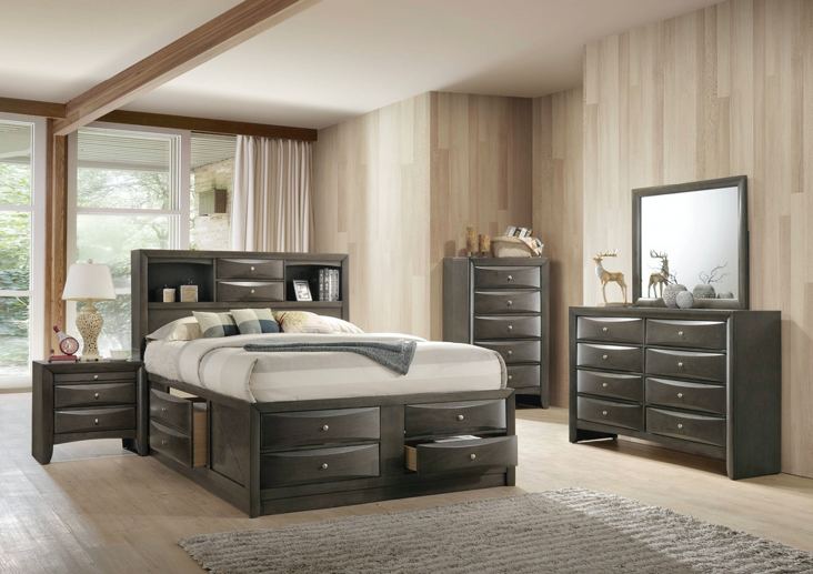 Elements International Emily Grey Full Storage Bed in Gray EG170FB