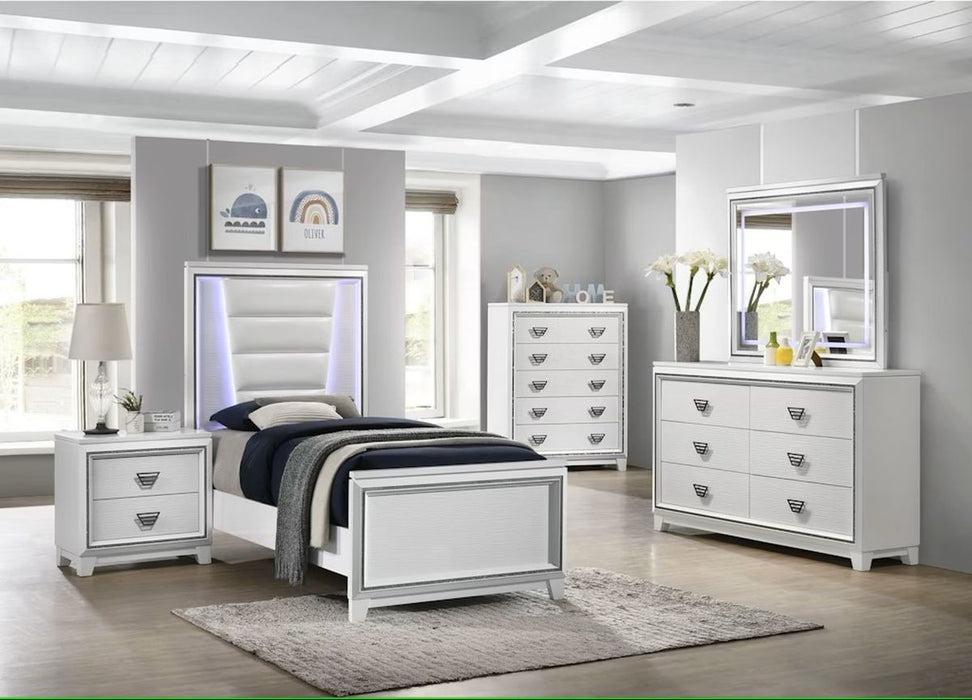 Elements International Moondance Twin Panel Bed in White