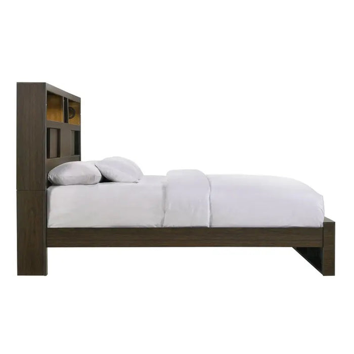Elements International Hendricks Queen Music Bed in Brown Grey