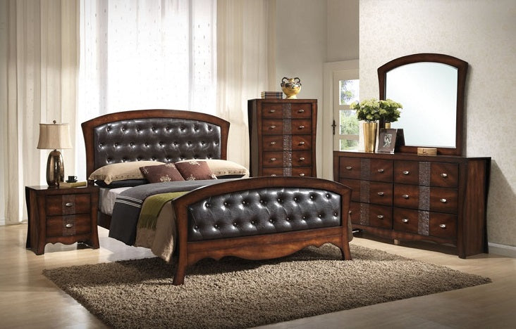 Elements International Jenny King Bed in Medium Espresso Lacquer