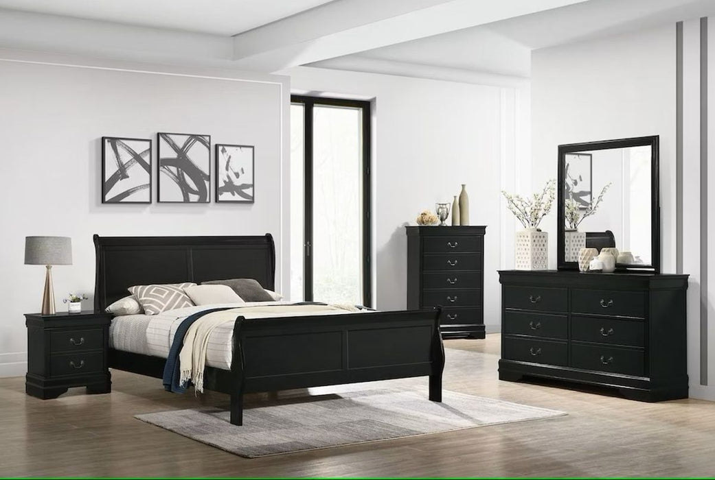 Elements International Louis Philippe Twin Panel Bed in Black