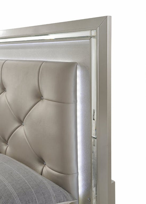 Elements International Platinum Queen Storage Bed in Golden Champagne