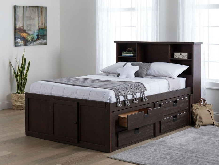 Elements International Vista Captain Bed Twin Storage Bed in Brown